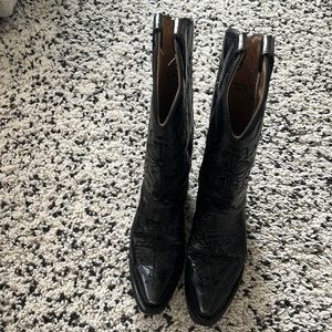 Black Leather Cowboy boots